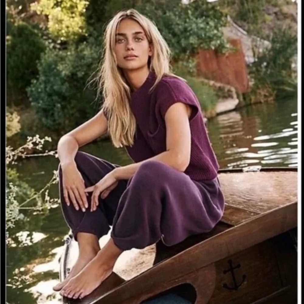 Free People Freya Sweater Pants (pants only!) in Açaí color